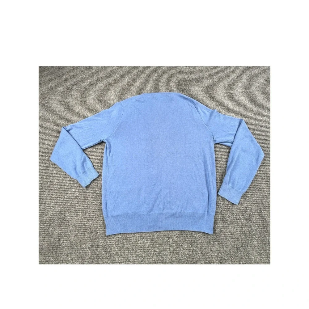 Polo Ralph Lauren Cardigan Sweater Mens M Blue Excellent Pima Cotton V-Neck